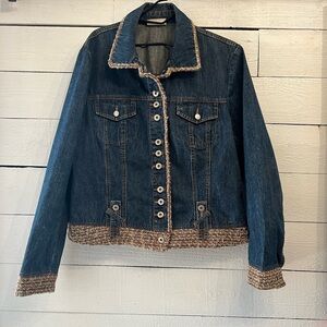 Jeanolgy Collection Jean Jacket with rustic fabric accents